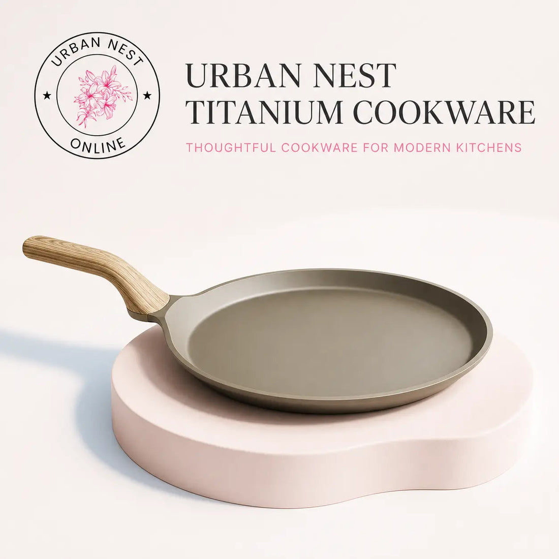 A 24cm titanium frying pan viewed from above, showing what size frying pan suits one or two people