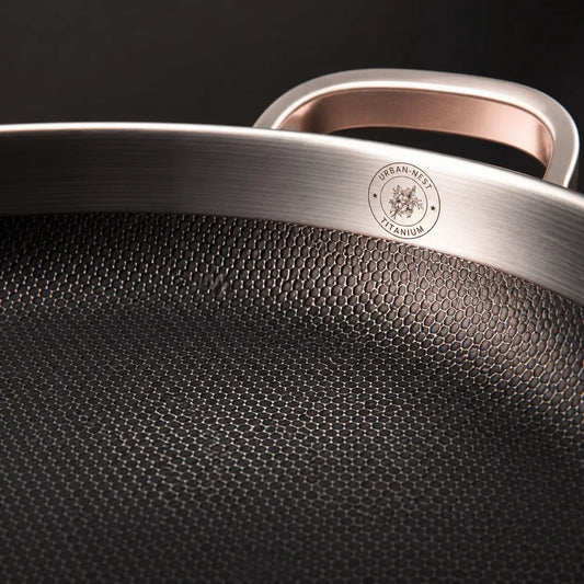 Close-up of an uncoated titanium cooking surface, illustrating whether titanium cookware is safe