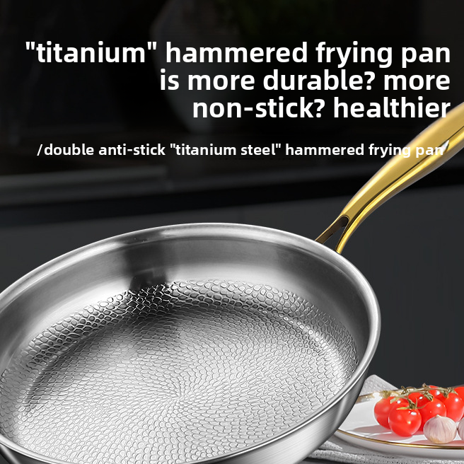 Titanium Frying Pan Uncoated Stainless Steel Base